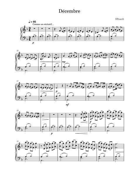 Décembre Sheet music for Piano (Solo) | Musescore.com