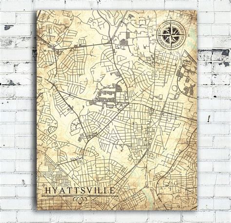 HYATTSVILLE MD Canvas Print Maryland Vintage map Hyattsville | Etsy