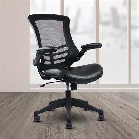 Techni Mobili Stylish Mid-Back Mesh Office Chair with Adjustable Arms, Black - Walmart.com