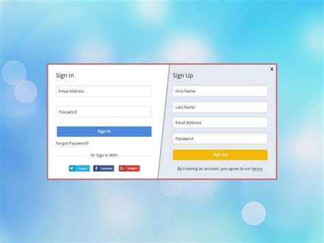 Login and registration form free psd design | free psd design