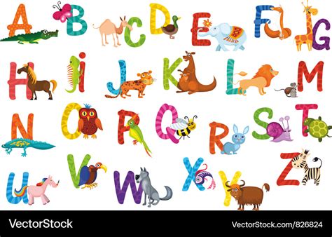 Animals alphabet Royalty Free Vector Image - VectorStock