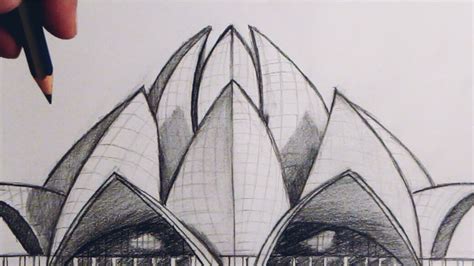 How to draw a famous building :The Lotus Temple - YouTube