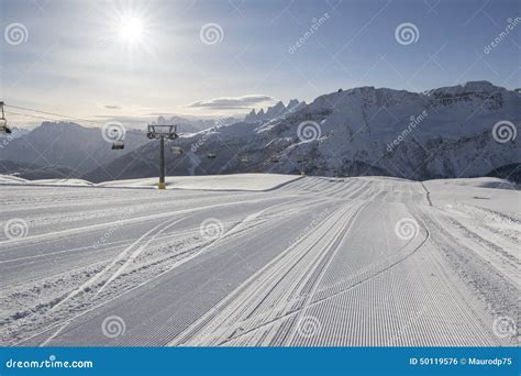 Fresh Snow Groomer Tracks on a Ski Piste Stock Photo - Image of fresh, nature: 50119576