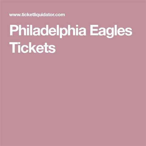 Philadelphia Eagles Tickets | Eagles tickets, Philadelphia eagles ...