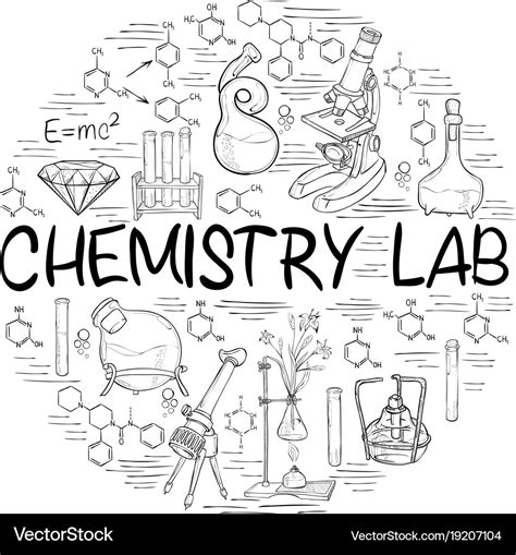 Chemistry lab sketch banner Royalty Free Vector Image