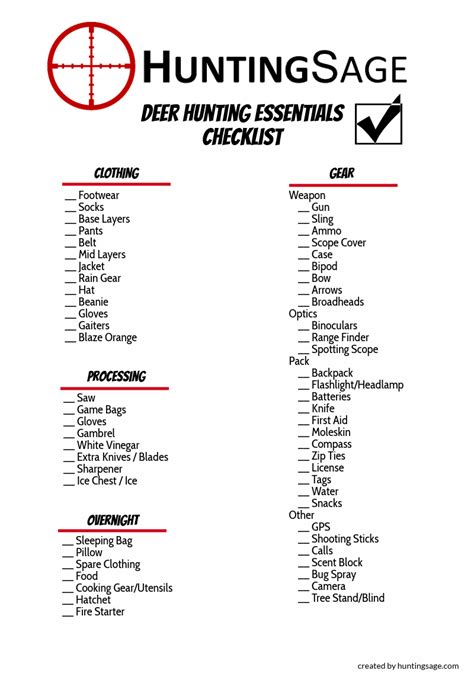 deer hunting checklist - HuntingSage