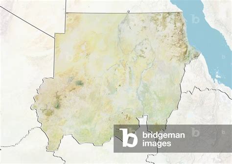 Sudan, Relief Map with Border and Mask