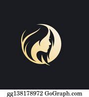 14 Elegant Woman Logo With Gold Gradient Design Clip Art | Royalty Free ...