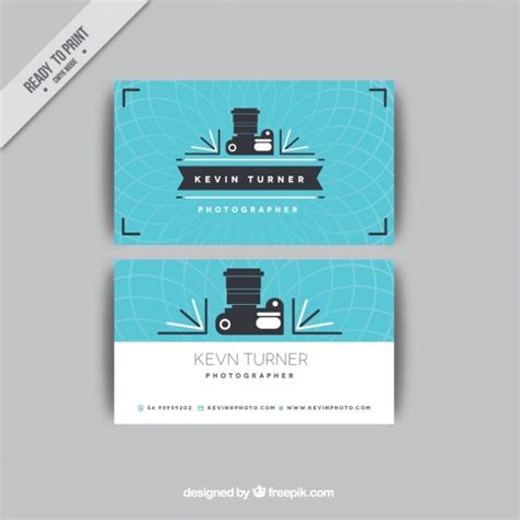 Blue camera business card Vector | Free Download