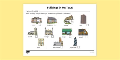 Buildings In My Town Worksheet