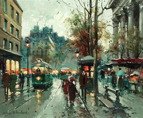 Parisian street scene Painting by Antoine Blanchard - Pixels