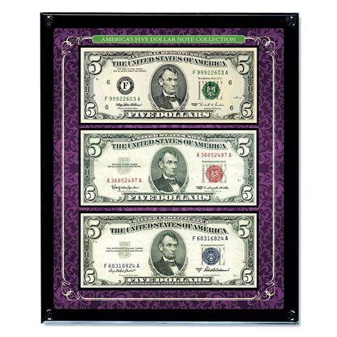 Five Dollar Note Collection in Clear Acrylic Frame | Collections Etc.