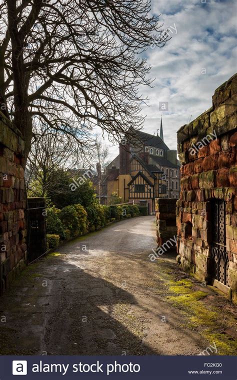 Looking from Shrewsbury Castle's gates towards the town centre, Shrewsbury, Shropshire, England ...