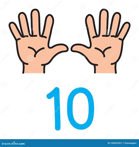 Kid`s Hand Showing the Number Ten Hand Sign. Stock Vector ...