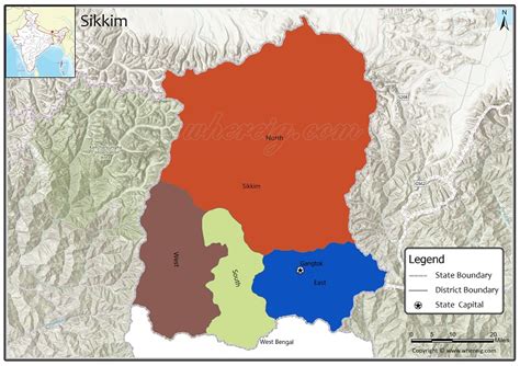 Sikkim District Map, List of Districts in Sikkim