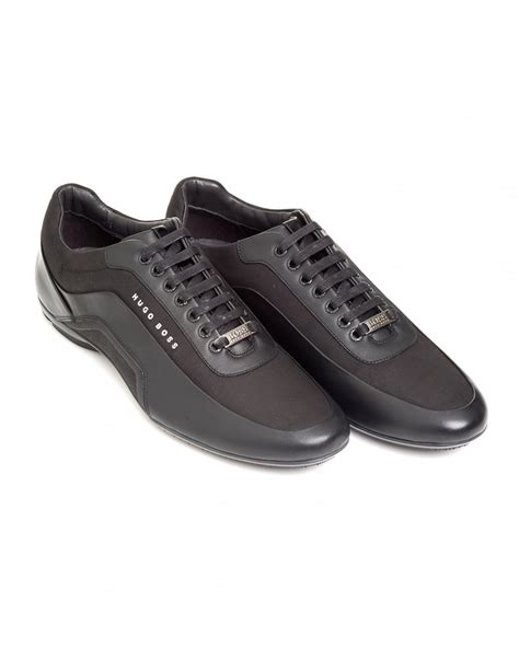 Hugo Boss Black Mens Hbracing_Lowp Carbon Fibre Black Leather Trainers