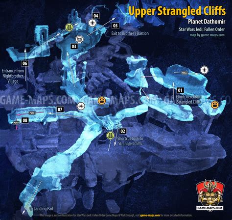 Upper Strangled Cliffs Map, Dathomir for Star Wars Jedi Fallen Order