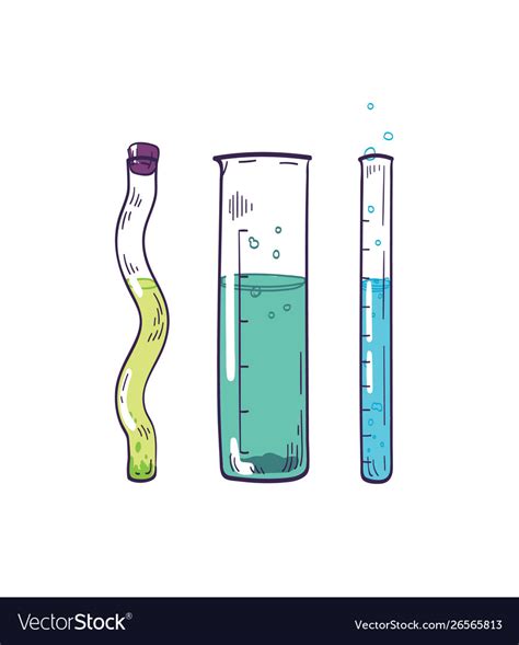 Detailed drawing test tubes with colorful fizzy Vector Image