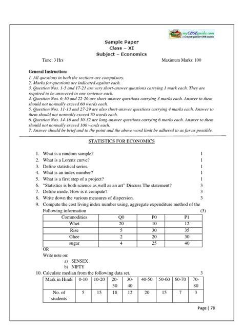 Cbse Sample Paper For Class 11 Economics With Solutions - Bank2home.com