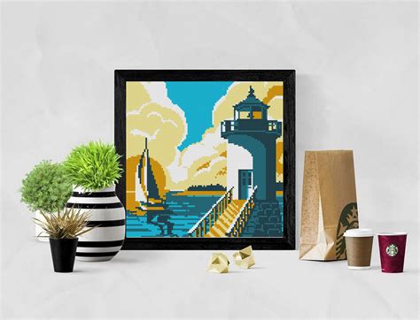 Lighthouse Cross Stitch Pattern Landscape Wall Decor Modern | Etsy