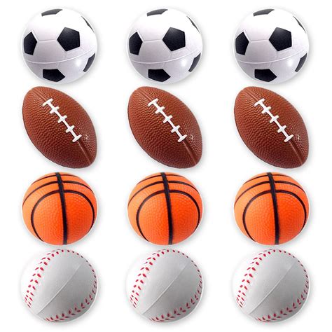 Buy Mini Sports Balls for Kids Party Favor Toy, Soccer Ball, Basketball, Football, Baseball (12 ...