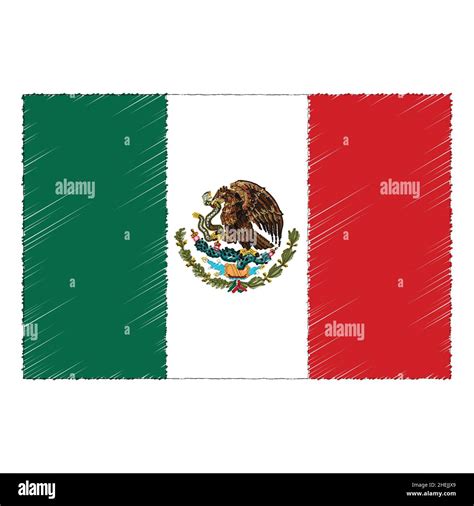 Hand drawn sketch flag of Mexico. doodle style vector icon Stock Vector ...