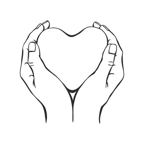 Download Hands holding heart. Hand drawn vector illustration. On white ...