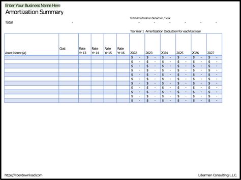 Depreciation Spreadsheet – Liberman Consulting L.L.C.