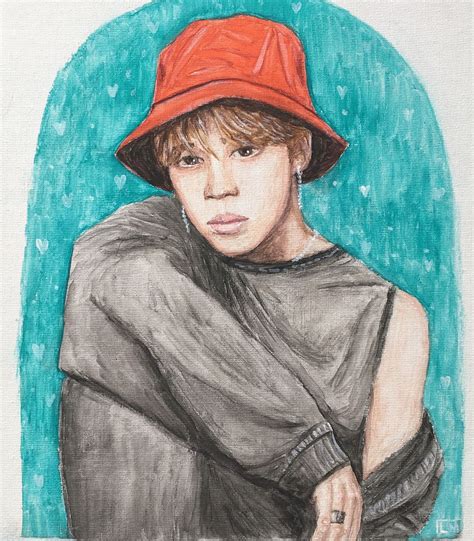 jimin watercolor portrait ️ #jimin #parkjimin #bts #btsfanart #fanart #btsjimin Kpop Fanart ...