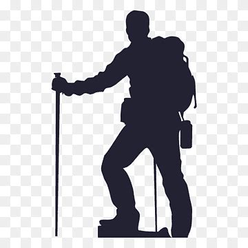 Silhouette of hiker, Hiking Mountaineering, hiking, angle, animals, hand png | PNGWing