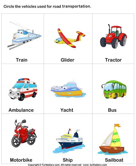 Land transport - TurtleDiary.com | Transportation worksheet, Transportation preschool activities ...