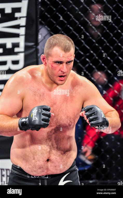 Heavyweight MMA fighter sustains a cut to his eye and cheek Stock Photo - Alamy