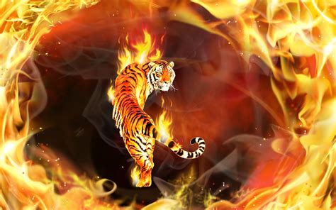 Psychedelic Flame Tiger HD Wallpaper