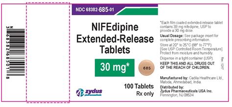 Nifedipine Extended-Release Tablets - FDA prescribing information, side ...