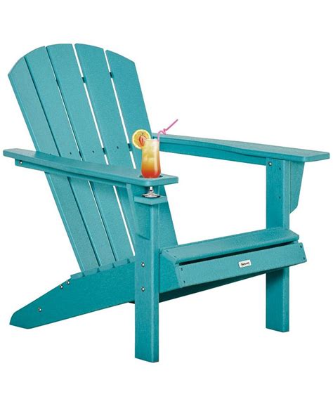 Outsunny Adirondack Chair with Cup Holder, All Weather Patio Chair HDPE ...