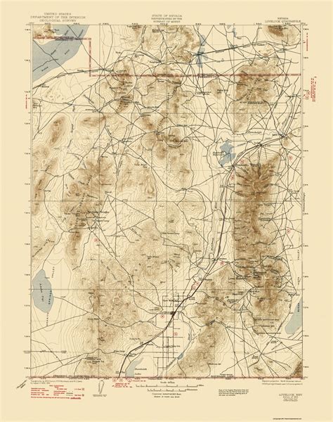 Topo Map - Lovelock Nevada Quad - USGS 1935 - 23 x 29.13 - Matte Canvas - Walmart.com