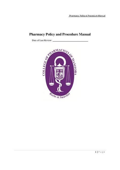 Manual Pharmacy 153732 | Policy And Procedure Manual Template