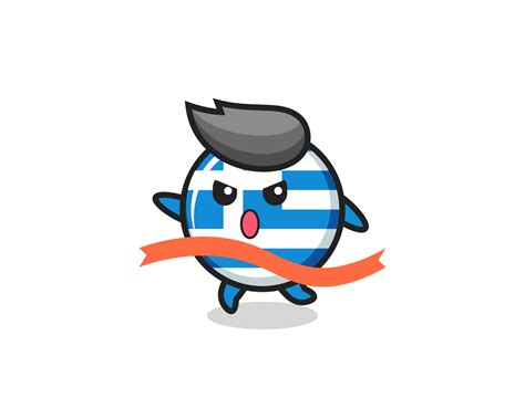 cute greece flag illustration is reaching the finish 3416083 Vector Art ...