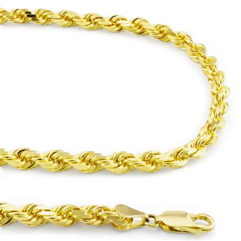 Nuragold - 10k Yellow Gold 4mm Hollow Rope Chain Pendant Necklace Men or Women 20"-32" - Walmart ...