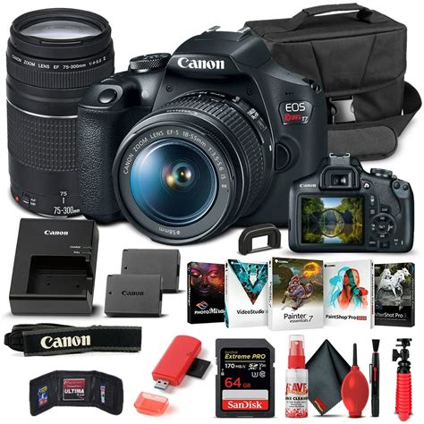 Canon EOS Rebel T7 DSLR Camera W/ 18-55mm and 75-300mm Lenses - Basic Bundle - Walmart.com ...