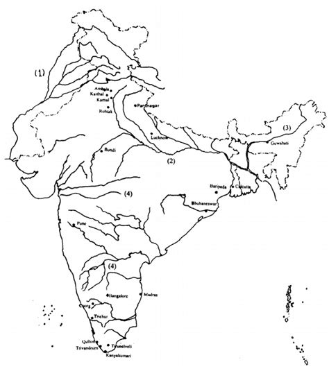 Outline Map Of India With Rivers