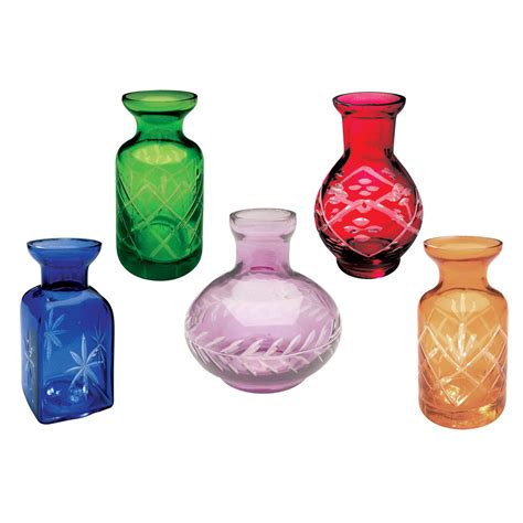 ART & ARTIFACT Petite Glass Bud Vase Set of 5 - Fun Shapes, Mini, Jewel Tones 696573454441 | eBay