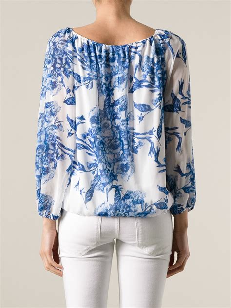 Lyst - Alice + Olivia Floral Print Blouse in Blue