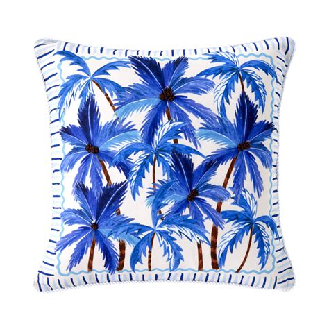 Outdoor Blue Palm Cushion | Adairs