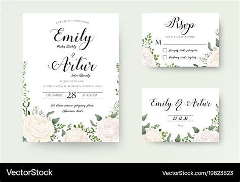 Wedding invitation floral invite rsvp cute card Vector Image