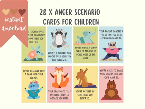 28 Anger Scenario Cards for Children, Printable Cards for Kids, Mental ...