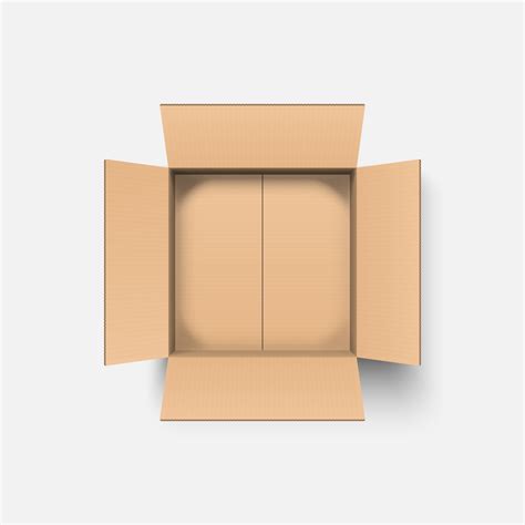 Top view open cardboard box mockup isolated on white background, vector ...