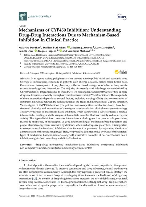 (PDF) Mechanisms of CYP450 Inhibition: Understanding Drug-Drug Interactions Due to Mechanism ...