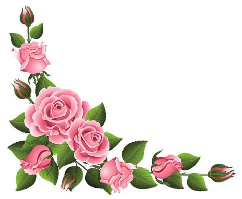 Corner Decoration with Roses PNG Clipart Picture | Clip art borders, Flower border, Flower painting