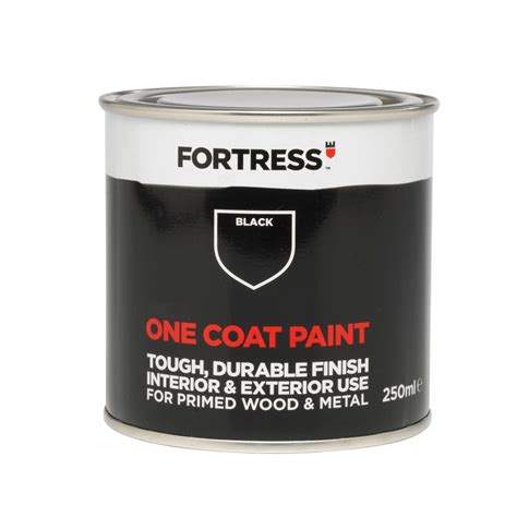 Fortress One Coat Interior & Exterior Black Matt Wood & Metal Paint 250ml Tester Pot ...